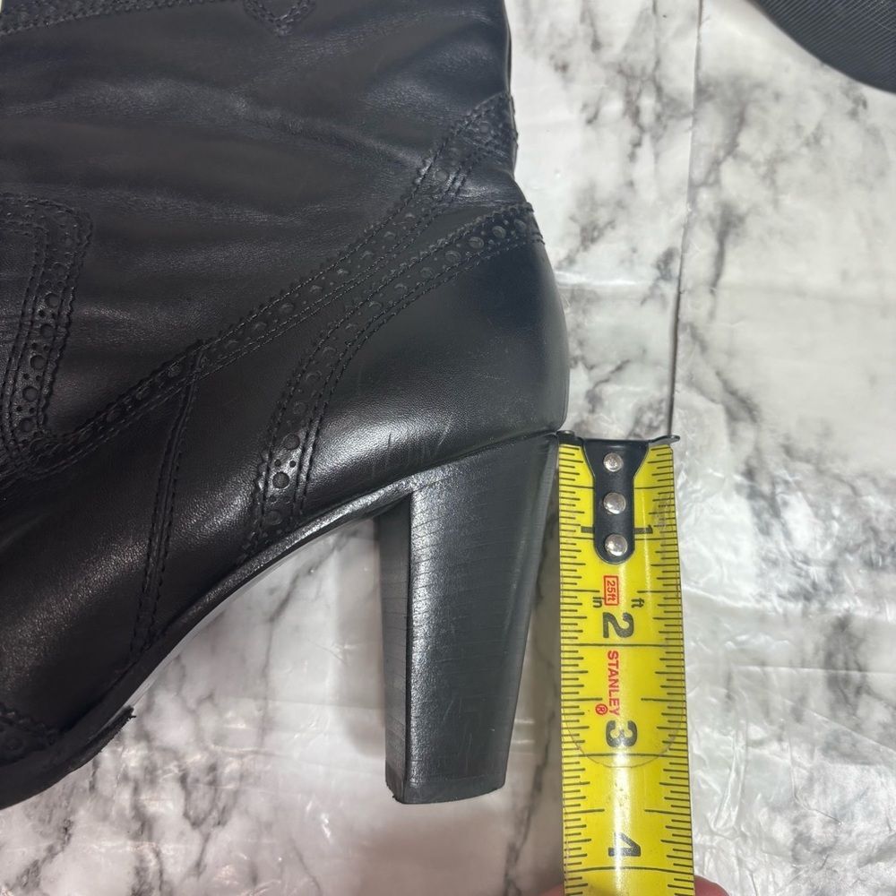 Eddie Bauer Vintage Y2K Black Leather Chunky Heel Boots Ankle Size 11 zip up - Picture 9 of 11